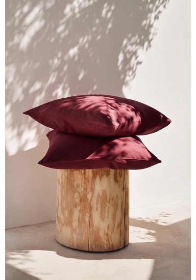 Bordo Renkli Pamuklu Ranforce Kumaş Kapaklı Yastık Kılıfı 2 Adet 50x70 Cm İndigo Mavi