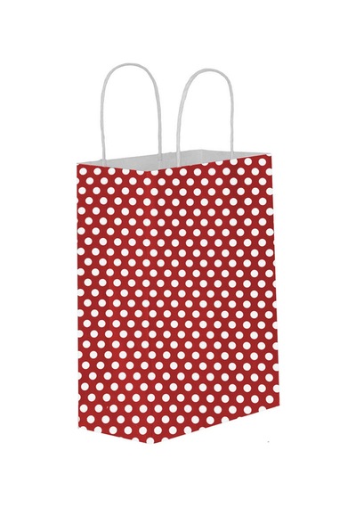 Kağıt Hediye Çantası Puantiyeli Battal Boy 31x41 Cm 25 Adet Puantiyeli Kırmızı