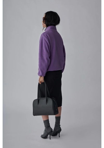 Suud Collection Mor Anu Oversize Fermuarlı Polar Hırka