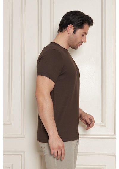 Erkek Jeuss Oysho Kumaş Sıfır Yaka Kahverengi Tshirt Erkek Jeuss Oysho Kumaş Sıfır Yaka Kahverengi Tshirt
