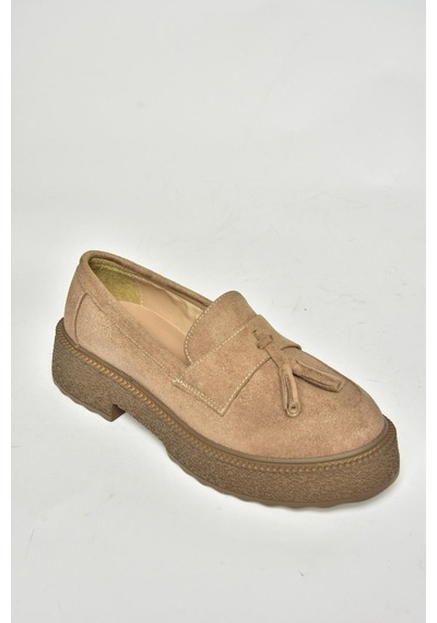 Fox Shoes T996193002 Vizon Süet Kalın Tabanlı Makosen Ayakkabı Vizon