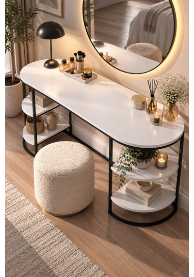 Sulorahome Beyaz Çalışma Ve Makyaj Masası 140 Cm