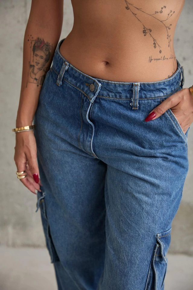 Buğrahayalin Mavi Yan Cepli Jeans Pantolon