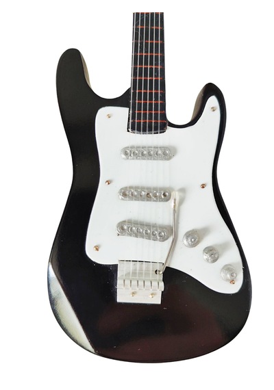 El Yapımı 1/4 Ölçek Minyatür Elektro Gitar Stratocaster St.black