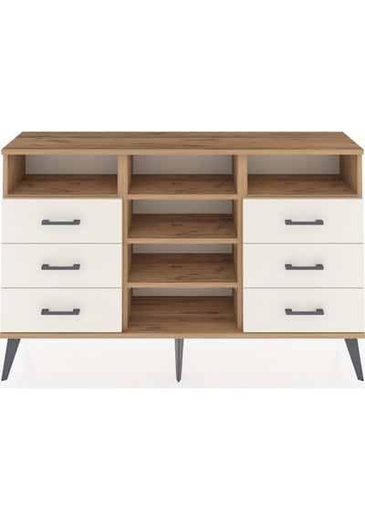 Arges Konsol 5 Raflı 6 Çekmeceli 132x30x83 Çam-çam/aytaşı Çam/aytaşı