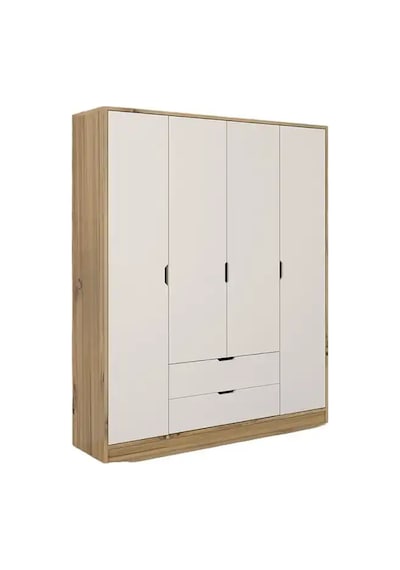 Nisan Açık Ceviz-beyaz 140 Cm 4 Kapılı 2 Çekmeceli Elbise Dolabı - Gardırop Açık Ceviz & Beyaz Nisan Açık Ceviz-beyaz 140 Cm 4 Kapılı 2 Çekmeceli Elbise Dolabı - Gardırop Açık Ceviz & Beyaz