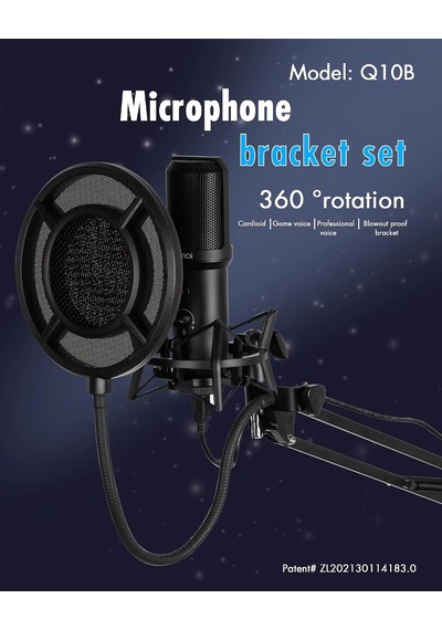 Usb Condenser Masaüstü Mikrofon Seti Kardioid Yönlü, 16bit/48khz Profesyonel Kayıt, Led Kontrollü, Shock Mount