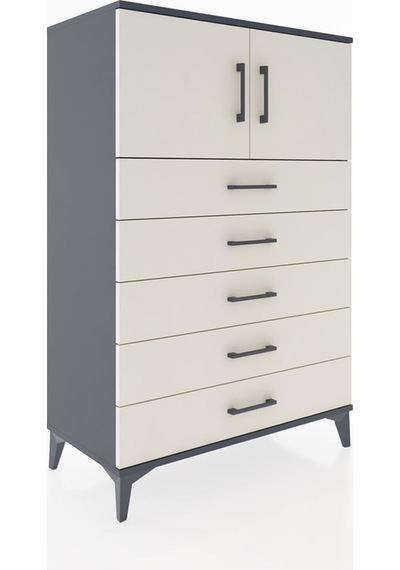 Hyperion Dolap Tek Raflı 5 Çekmeceli 2 Kapaklı 88x44x134 Antrasit-aytaşı Antrasit Hyperion Dolap Tek Raflı 5 Çekmeceli 2 Kapaklı 88x44x134 Antrasit-aytaşı Antrasit