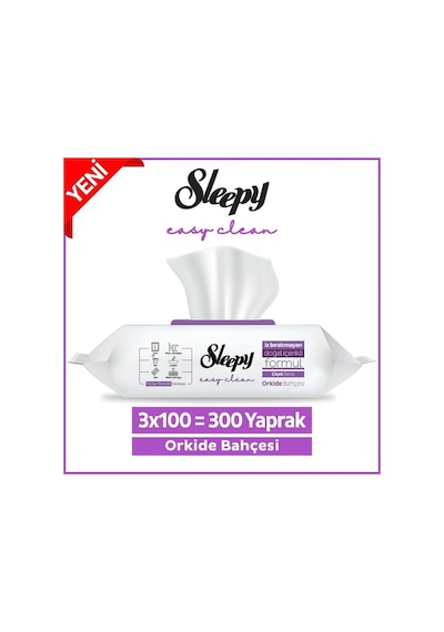 Sleepy Easy Clean Orkide Bahçesi Yüzey Temizlik Havlusu 100' Lü X 3 Tekli