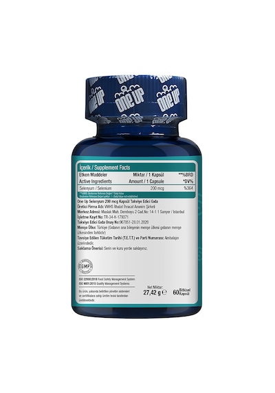 One Up Selenyum 200 Mcg 60 Kapsül Aromasiz