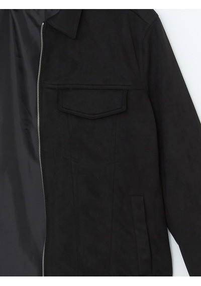 Lcw Vision Siyah Slim Fit Gömlek Yaka Süet Erkek Ceket
