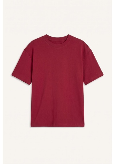 Defacto %100 Pamuk Oversize Bisiklet Yaka Kısa Kollu Basic Tişört Erkek Çocuk G6486a826aubr196 Bordo-br196