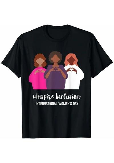 İkales 8 Mart Dünya Kadınlar Günü Baskılı Oversize Bisiklet Yaka T-shirt - Siyah
