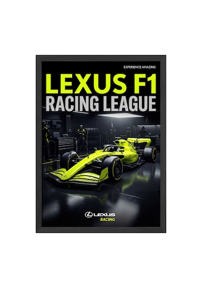 Lexus F1 Siyah Ahşap Çerçeveli Poster, Dekoratif Formula 1 Duvar Tablosu