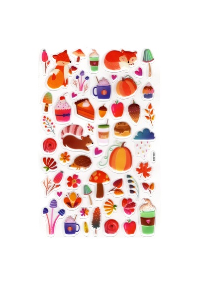 Sticker Kabartmalı Stiker Defter, Planlayıcı Etiket Lxk-024 - 22x14 Cm - Sevimli Tilki Ve Kirpi