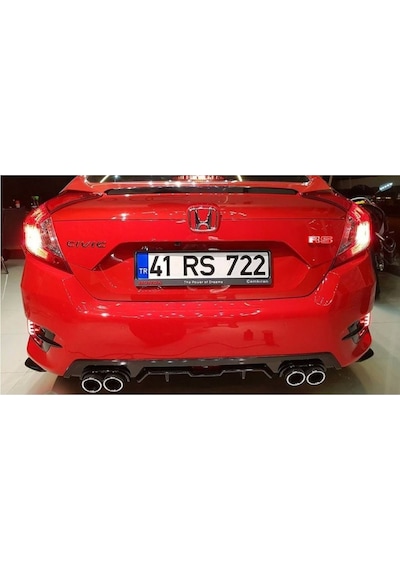 Honda Civic 2017 Fc5 Turbo Difüzör Arka Tampon Eki Siyah & Gri