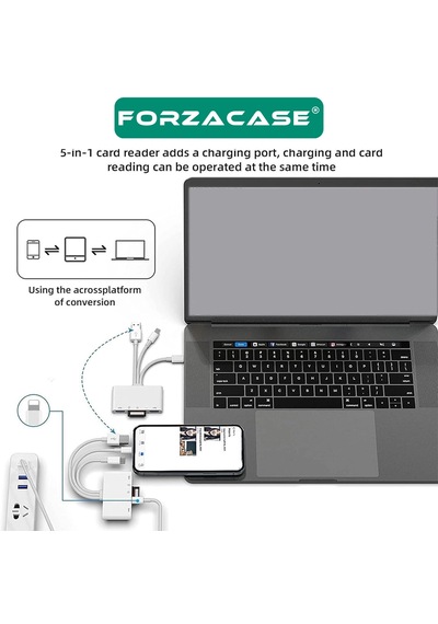 Forzacase 5in1 Usb 3.0 Lightning Type-c To Sd-tf Kart Okuyuculu Usb Kamera Adaptörü -fc1115 -