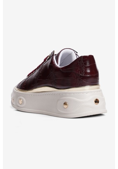 Mubiano Kadın Kroko Desenli Sneaker Kalın Tabanlı Bağcıklı Gold Detaylı Vika Bordo Bordo Krokodil Mubiano Kadın Kroko Desenli Sneaker Kalın Tabanlı Bağcıklı Gold Detaylı Vika Bordo Bordo Krokodil