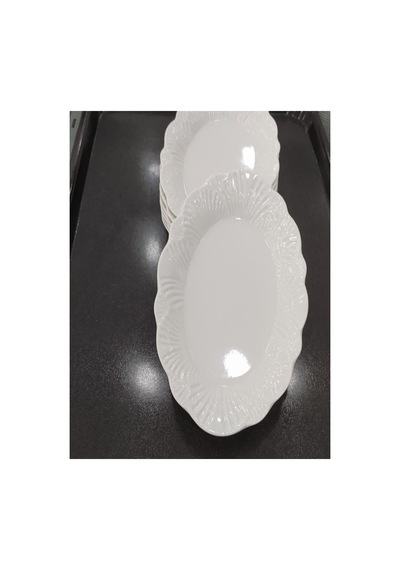 6 Adet 21x14 Cm Melamin Kırılmaz Kayık Salata Tabağı Servis Tabağı Yemek Meze Tabağı Beyaz
