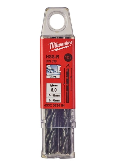 Milwaukee 5.0x86 MM HSS-R Metal Matkap Ucu DIN 338 (10'lu Paket)