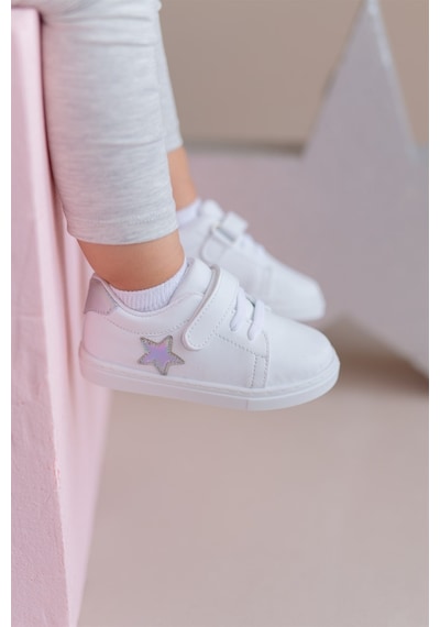 First Step S-1000 Yıldızlı Cırt Cırtlı Kız Bebek Günlük Spor Ayakkabı Beyaz - Gümüş First Step S-1000 Yıldızlı Cırt Cırtlı Kız Bebek Günlük Spor Ayakkabı Beyaz - Gümüş