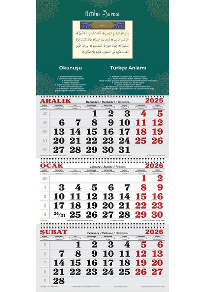 2026 Yılı Gemici Takvimi-fatiha Suresi