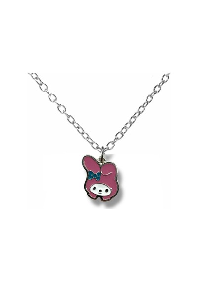 Anime Melody & Kuromi Pembe Figürlü Unisex Kolye 60 Cm Zamak Kaplama Sevimli Karakter Takısı Çok renkli