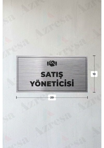 Satış Yönetıcısı Yazılı - Metal - Gümüş Renk - Kapı İsimliği - 20x10 Cm Satış Yönetıcısı Yazılı - Metal - Gümüş Renk - Kapı İsimliği - 20x10 Cm