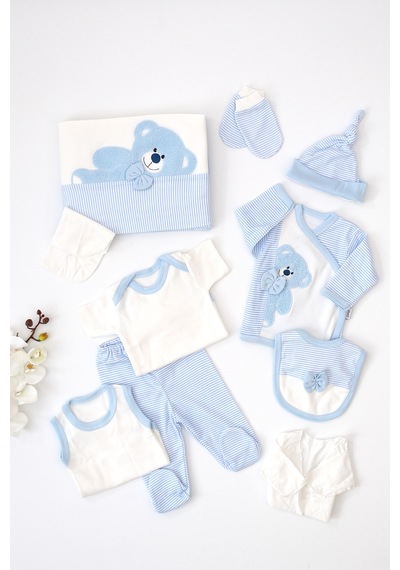 Sitilin Erkek Bebek Lüks Hastane Çıkışı Ayıcık 10 Lu Set Stl6975 Beyaz