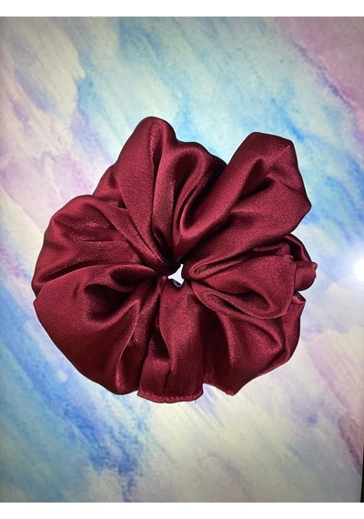 Mois Atelier Bordo Saten Kumaş Lastikli Kadın Simit Saç Tokası Bayramlık Bordo