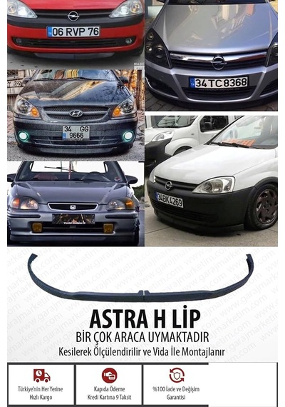 Astra İle Uyumlu H Lip Karlık 2 Parça Tüm Araçlara Uygulanabilir Plastik