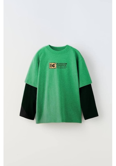 Lolliboomkids Yeni Sezon Erkek Çocuk Oversize Çift Kol Görünümlü Alt Üst Takım Yeşil / Siyah Renk Yeşil