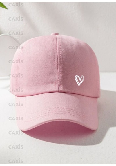 Caxis Spor Kalp Baskılı Ayarlanabilir Çırtlı Gabardin Şapka Toz Pembe