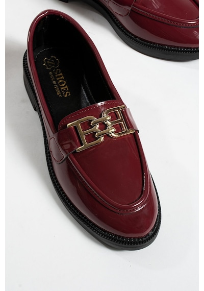 Tegan Kadın Loafer Makosen Casual Toka Detay Günlük Ayakkabı Bordo Rugan