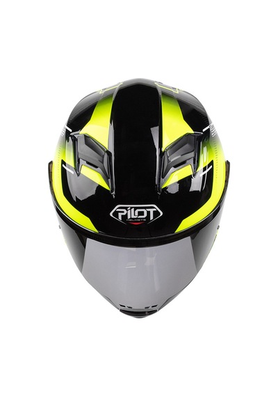 Pilot Alpha Sv Siyah Sarı Kapalı Motosiklet Kaskı Siyah