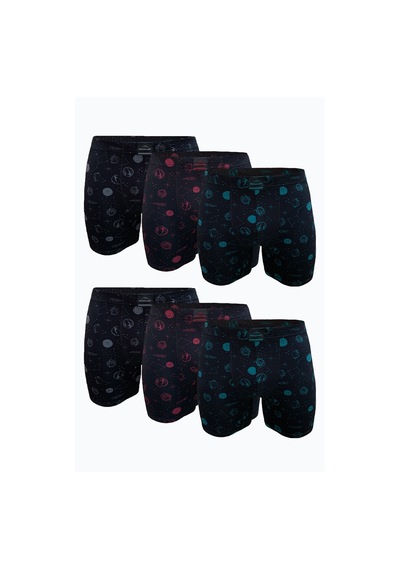 Malabadi Erkek Siyah Desenli 6 Lı Premium Collection Modal Uzun Boxer 6m250 Siyah Desenli