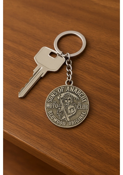 Sons Of Anarchy Moto Club Gümüş Renk Unisex Metal Anahtarlık Biker Tarzı Aksesuar