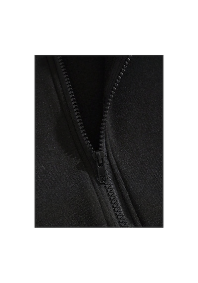 Tarzsokak Sun & Moon Print Zip Up Drawstring Lined Hoodie Siyah