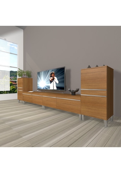 Decoraktiv Eko 9200t Mdf Krom Ayaklı Tv Ünitesi Tv Sehpası Ceviz