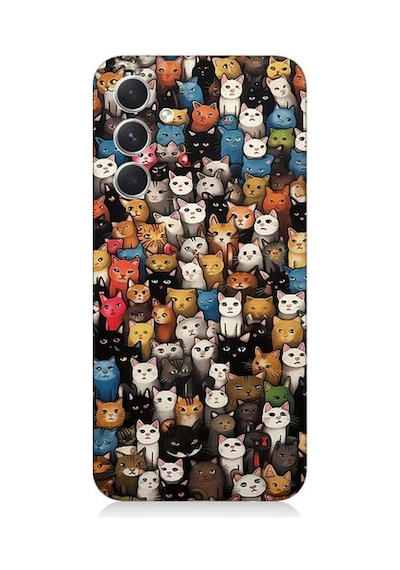 Samsung Galaxy S24 Uyumlu Sevimli Komik Kedi Suratları Desenli Silikon Kılıf
