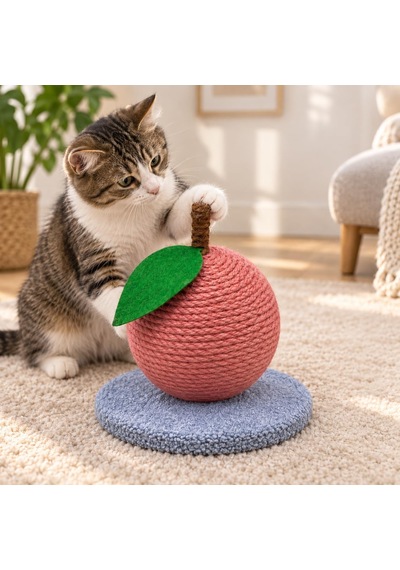 Dekoratif Kedi Tırmalama Oyuncağı, Halat Sarımlı Portakal Tasarım, Tabanlı Kedi Tırmalama Ve Oyun Ürünü Pemb