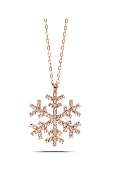 Kadın Kar Tanesi 925 Ayar Gümüş Kolye Rose Gold
