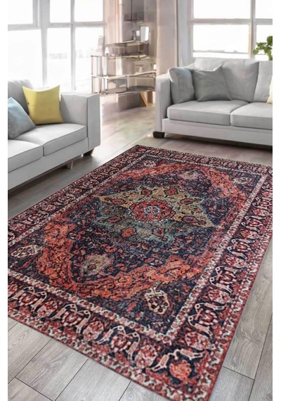 Çam Halı Anatolia 32-067 Etnik Eskitme Desenli Dokuma Tabanlı Yıkanabilir Şönil Salon Ve Oda Halısı Multi 5