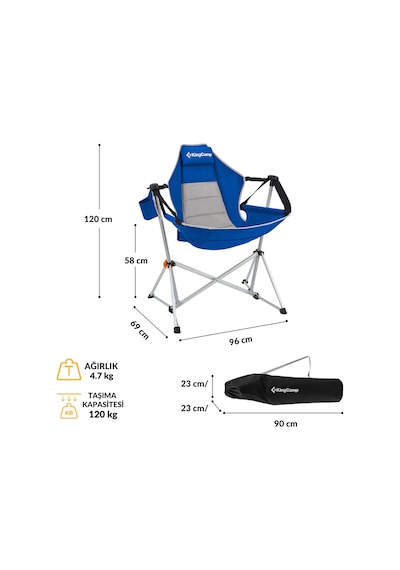 Kingcamp Orchid Salıncaklı Katlanır Kamp Sandalyesi Blue/grey Gri - Mavi