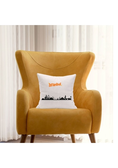 Modern İstanbul Baskılı Hediyelik Yastık Kılıfı - Minimalist Dekorasyon Çok Renkli