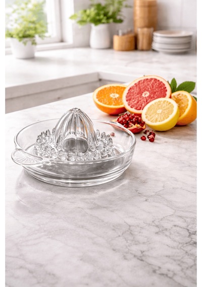 Büyük Boy Cam Narenciye Sıcakağı - Dişli Cam Limon Sıkacağı Şeffaf