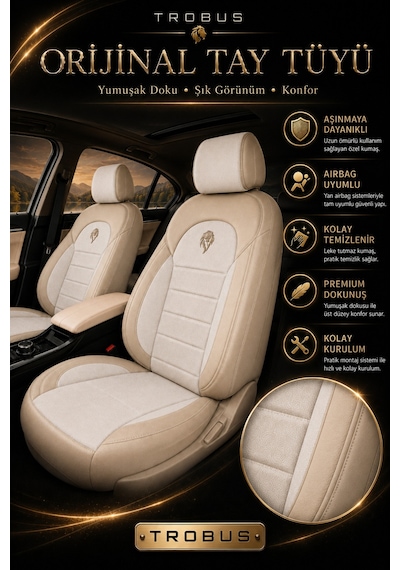 Fiat Tipo 1990-2000 Uyumlu Lion Serisi Bej Oto Koltuk Kılıfı
