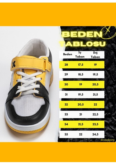 Casa Sarı Siyah Unisex Çocuk Sneakers Sarı - Siyah