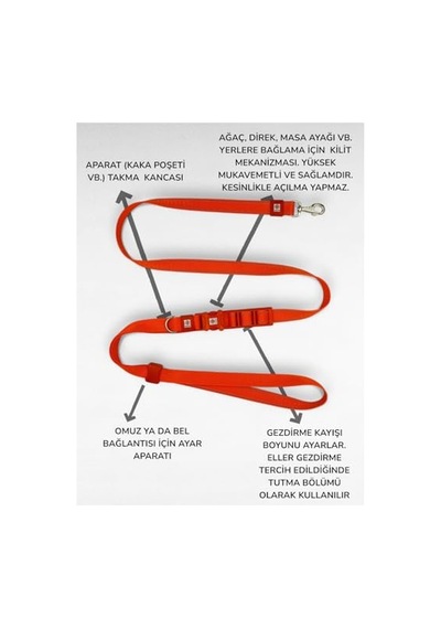 Caramelos Hands-free Köpek Gezdirme Kayışı, Naylon, 150 Cm, 2.5 Cm Genişlik, Ayarlanabilir, Reflektörlü