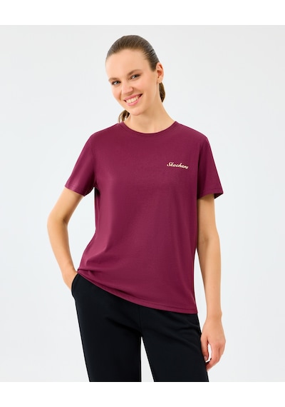 Skechers W Light Fabric T-shirt Kadın Bordo Tshirt S2520239-3877 Bordo